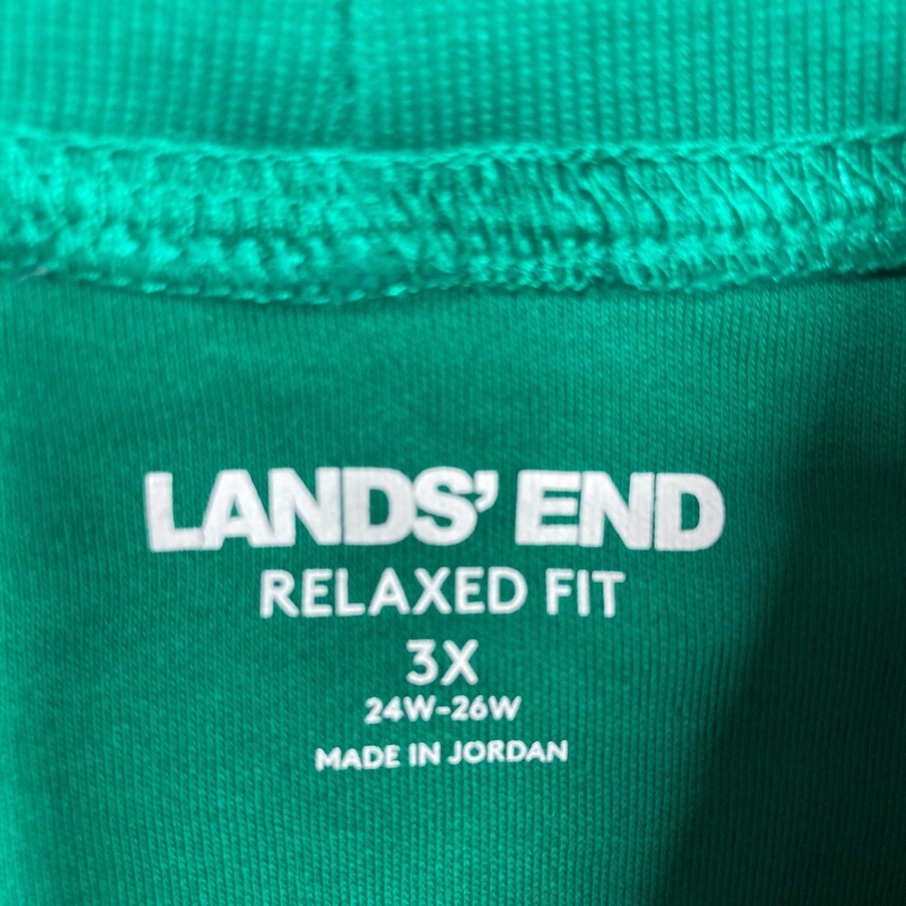 Lands' End Mock Neck Shirt Womens Plus 3X‎ Green Relaxed Fit Long Sleeve Stretch - Picture 6 of 11